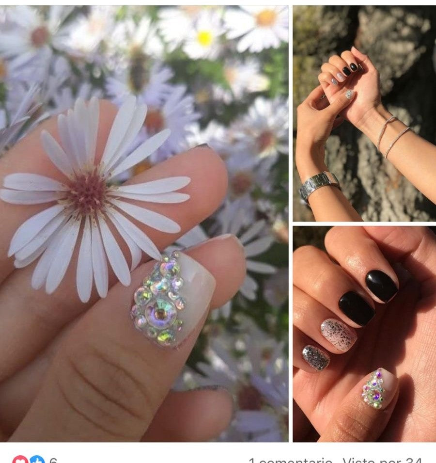Trabajo real de Lihue Varisco, manicura con pedrería