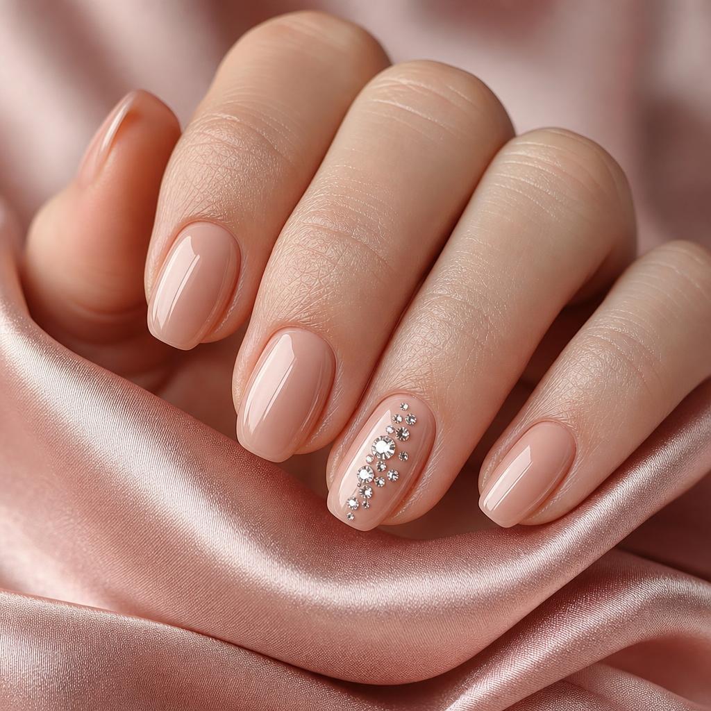 Manicura nude con detalle de pedrería