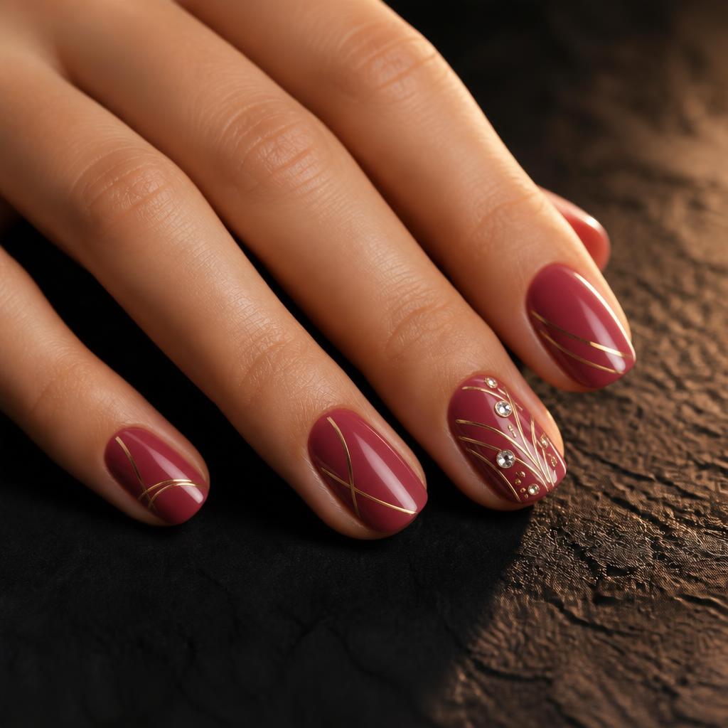 Nail art con detalle y pedrería